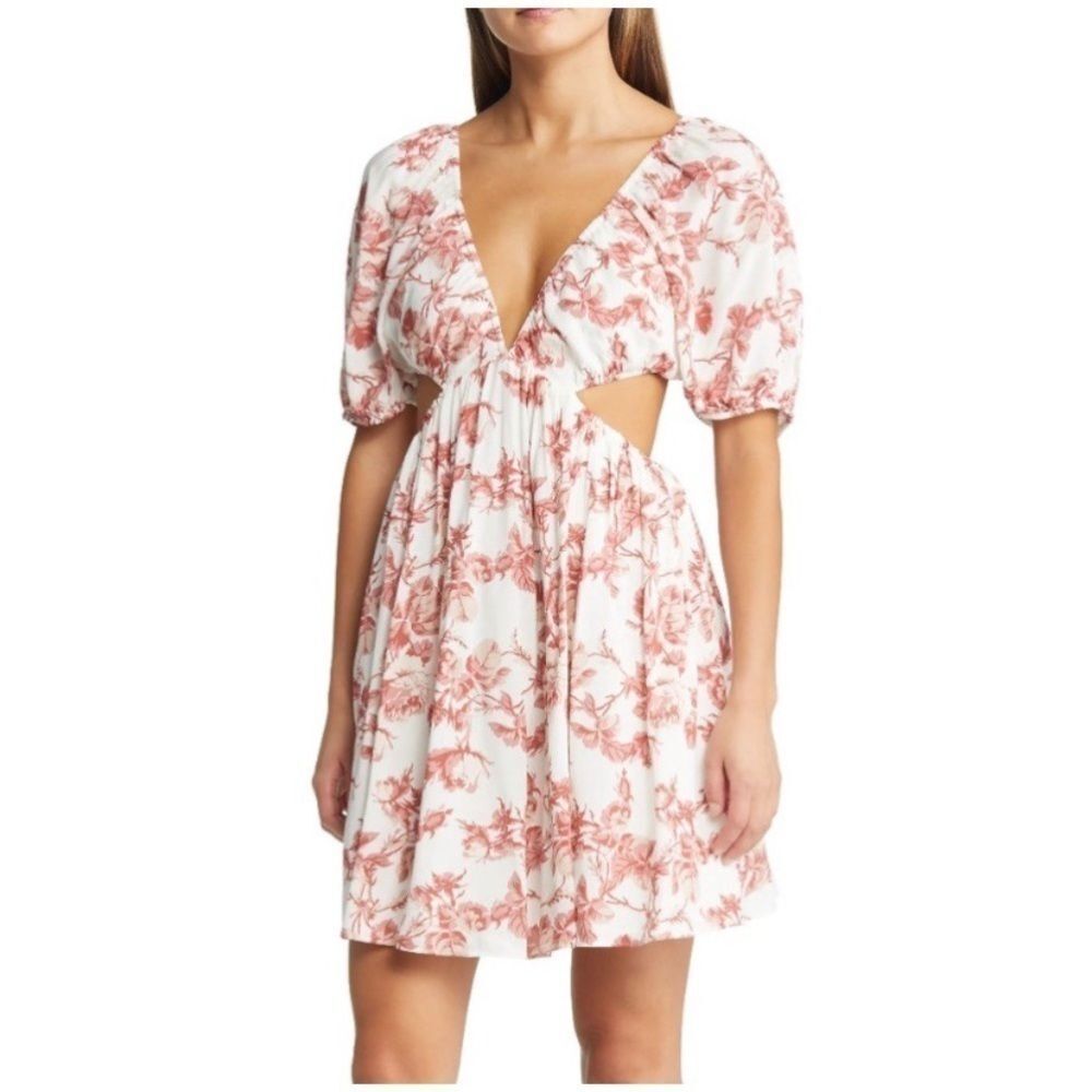 Bardot Eden Floral Puff Sleeve Mini Dress Size 12